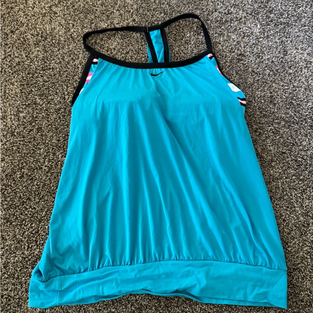 Nike Stripe Layered Tankini Swim Top